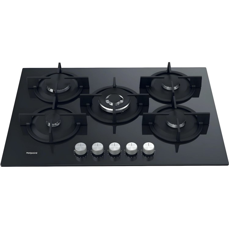 Refurbished Hotpoint HGS72SBK 73cm 5 Burner Gas Hob Black
