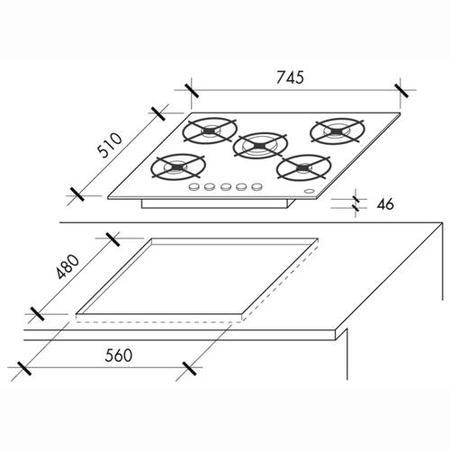 Hoover HGV7550B 75cm Signature 5 Burner Gas Hob - Black