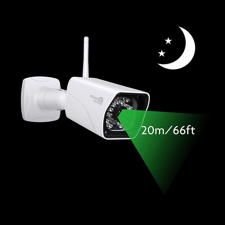 HomeGuard 1080P All-Weather Wireless Bullet Day/Night Network IP Camera with 8GB Storage - 1 Pack