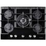 Nordmende HGX703BGL Black 70cm Gas-on-Glass Hob with Central Wok Burner - Front Control