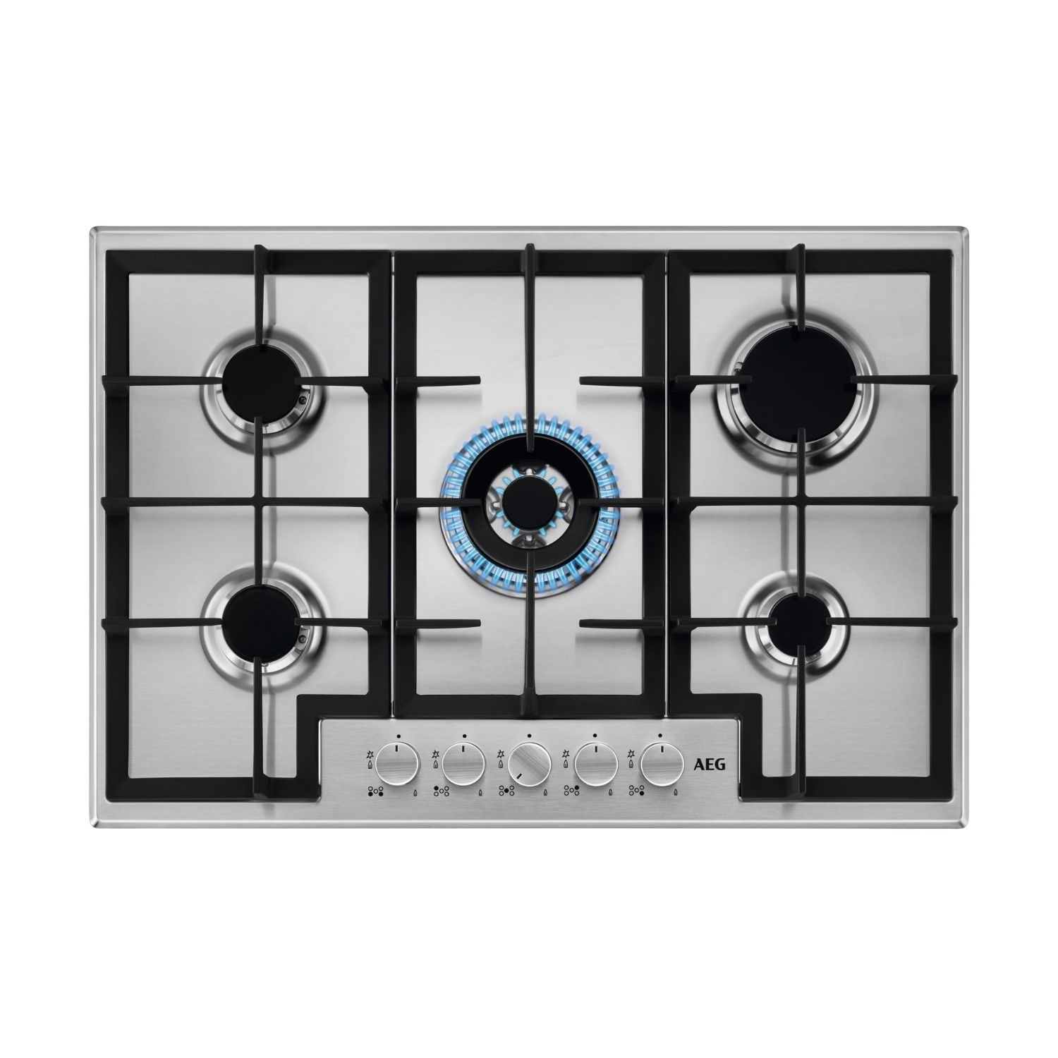 Aeg Hgx75400sm 3000 Series 75Cm 5 Burner Gas Hob With Wok Burner  949631030