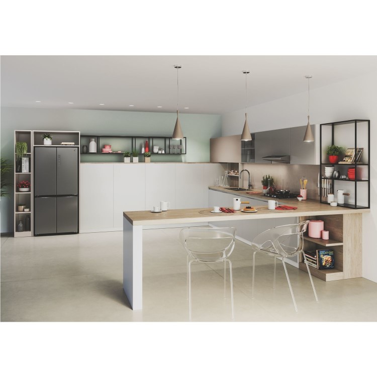 Refurbished Hoover HHCR3818ENPL Freestanding 467 Litre Four Door Fridge Freeze Silver