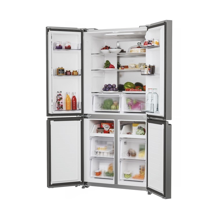Refurbished Hoover HHCR3818ENPL Freestanding 467 Litre Four Door Fridge Freeze Silver