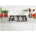 Refurbished Hoover H-HOB 300 HHG6BF4K3X 60cm 4 Burner Gas Hob with Cast Iron Pan Stands Stainless Steel