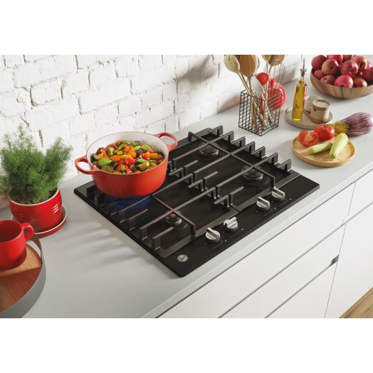 Hoover HHG6BRK3B 60cm 4 Burner Gas Hob - Black