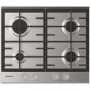 Hoover HHG6BRMX 60cm Four Burner Gas Hob With Cast Iron Pan Stands - Stainless Steel