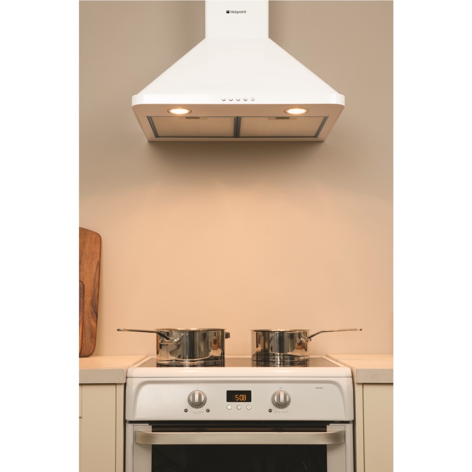 Hotpoint HHP65CMWH Classic 60cm Chimney Cooker Hood White Appliances