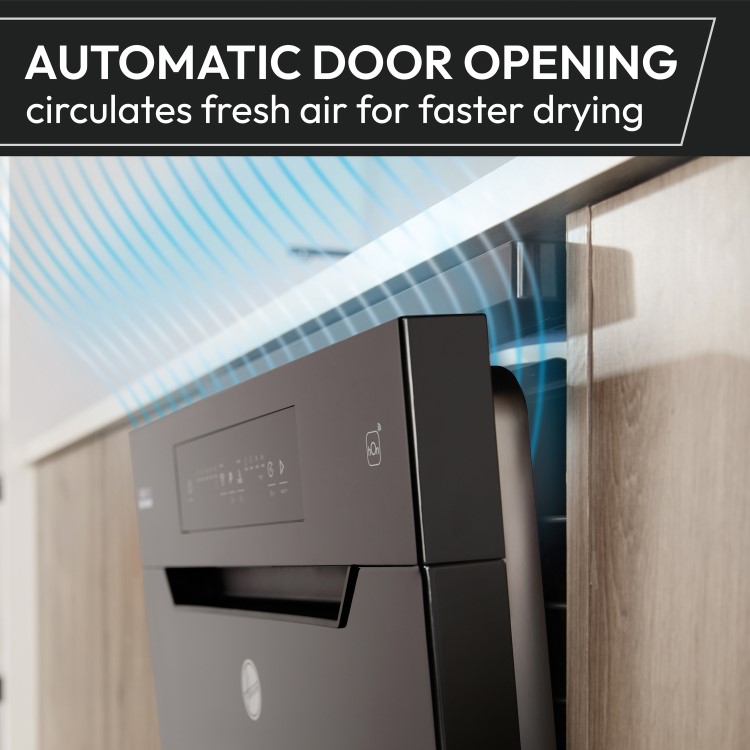 Hoover H-DISH 500 Integrated Dishwasher - Smart Wi-Fi, C-Rated, Black and Silver control panel