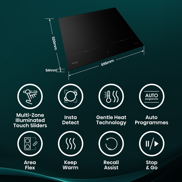 Hisense 60cm 4 Zone Induction Hob with Area Flex