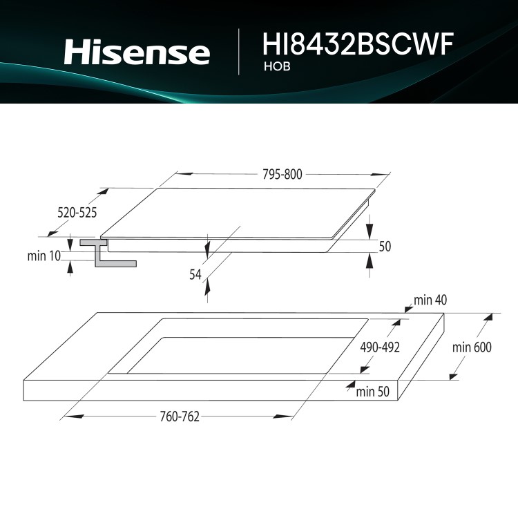 Hisense 80cm 4 Zone Induction Hob with Bridge Zone