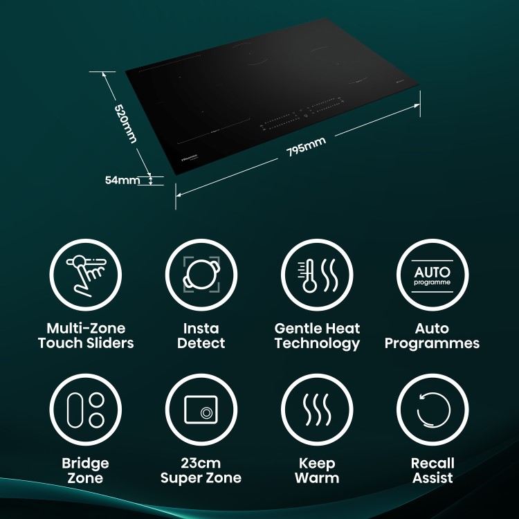 Hisense 80cm 4 Zone Induction Hob with Bridge Zone