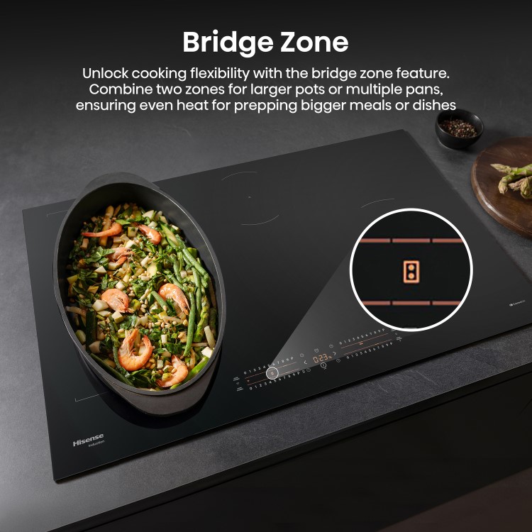 Hisense 80cm 4 Zone Induction Hob with Bridge Zone