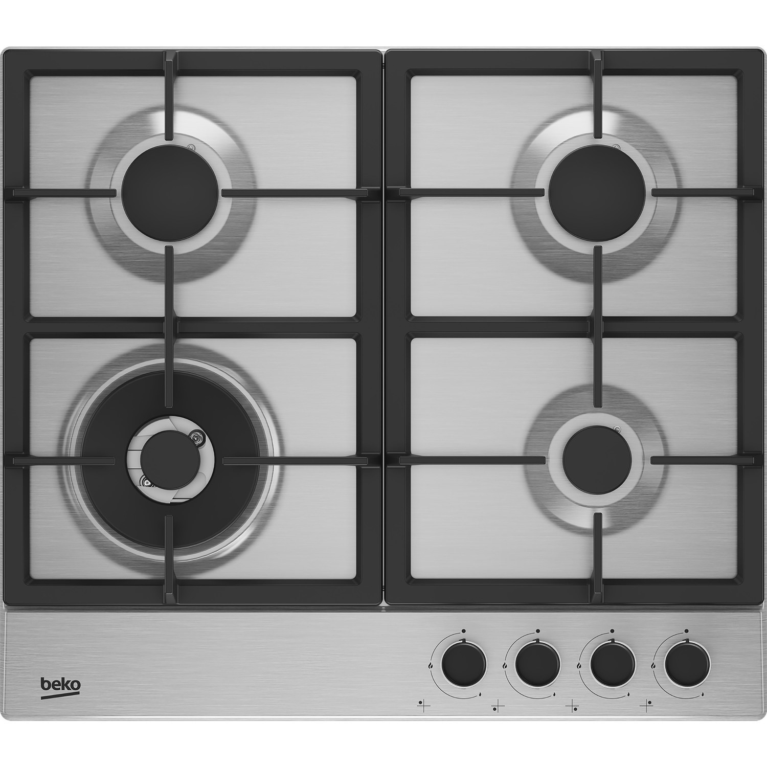 Beko 58cm 4 Burner Gas Hob - Stainless Steel