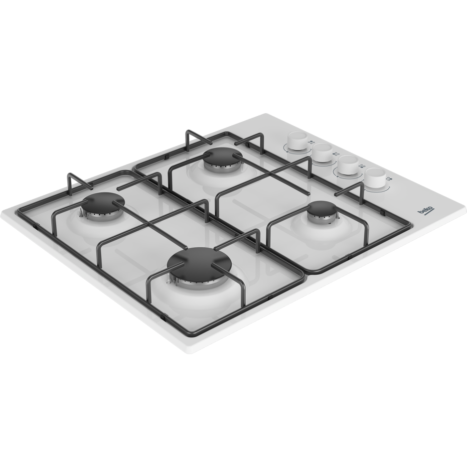 Beko HIBG64120SW 60cm Four Burner Gas Hob White Appliances Direct