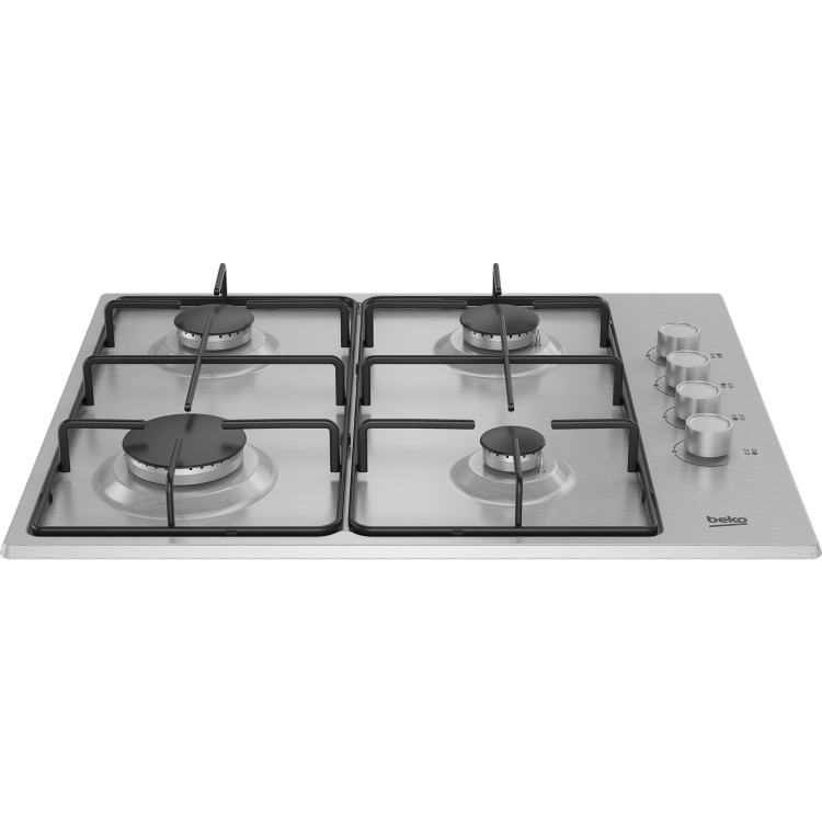 Beko 60cm 4 Burner Gas Hob - Stainless Steel