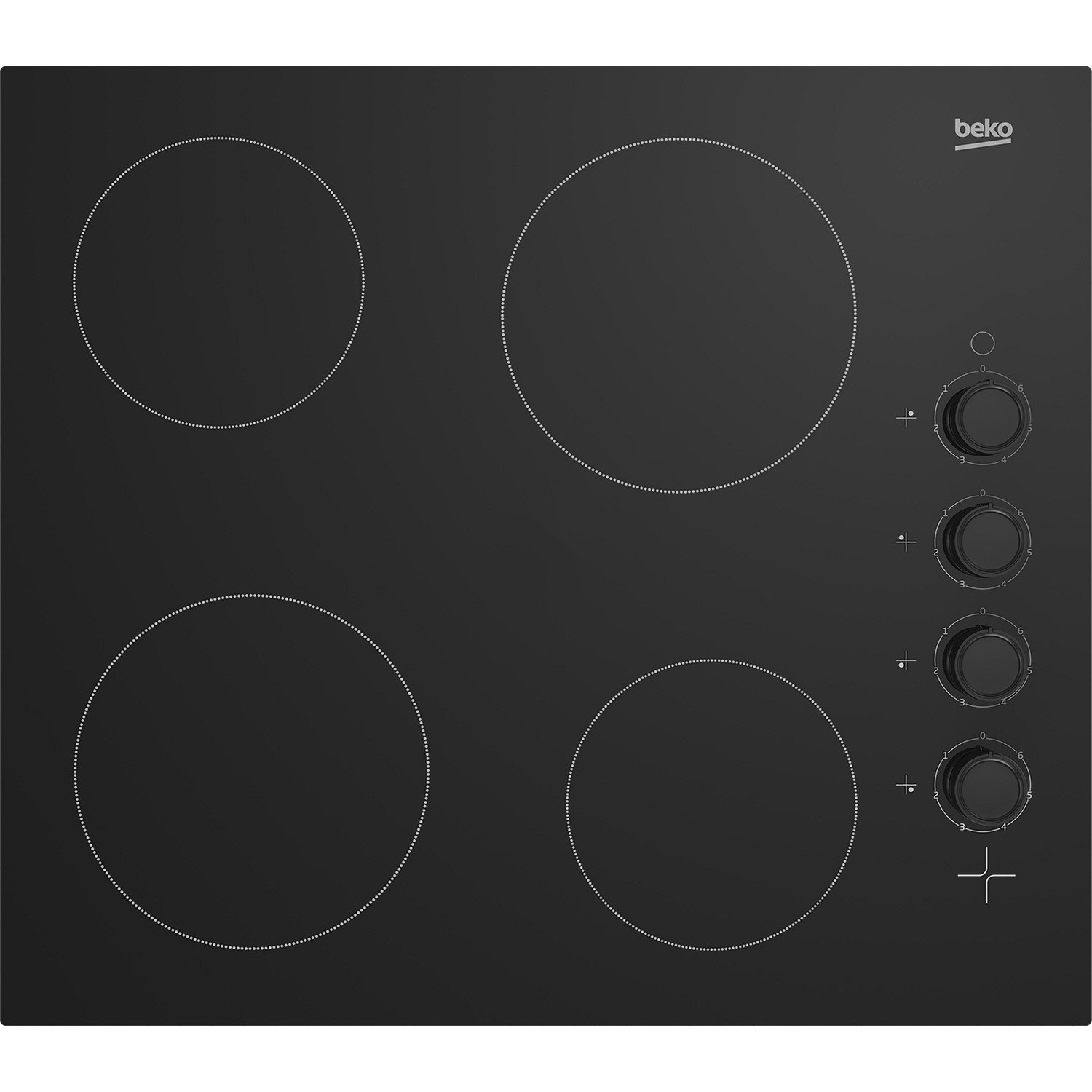 Beko HIC64102 58cm 4 Zone Ceramic Hob with Rotary Controls