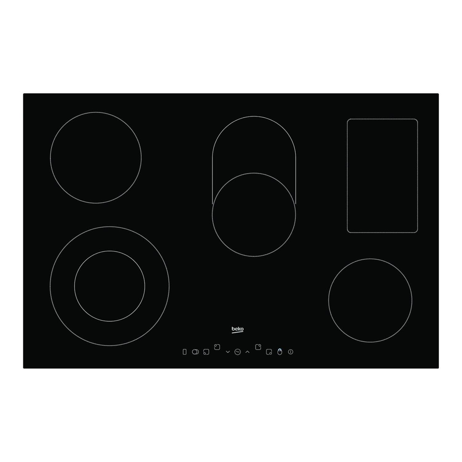 Beko HIC85402T Touch Control 77cm Five Zone Ceramic Hob With Extended Zones