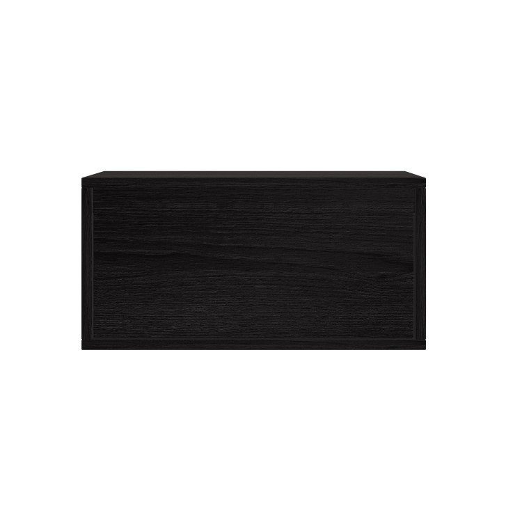 Wide Black Floating Bedside Table with Storage - Hiro