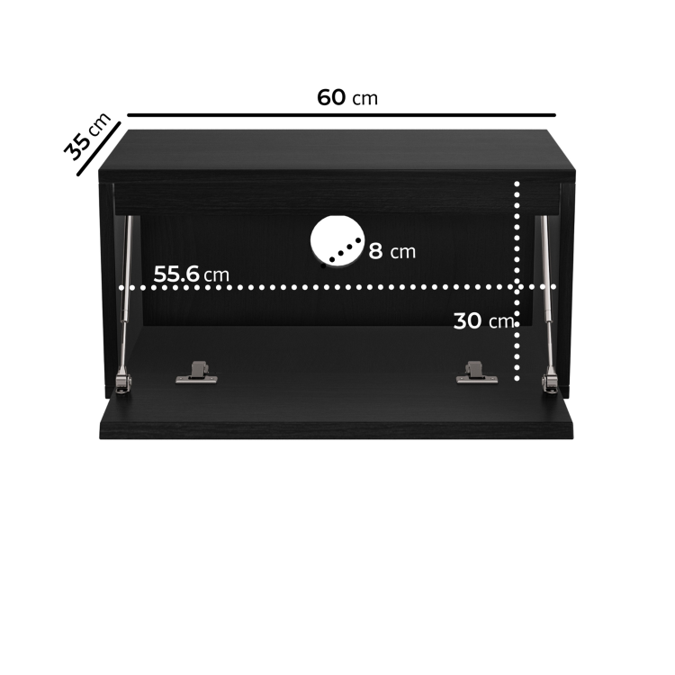 Wide Black Floating Bedside Table with Storage - Hiro