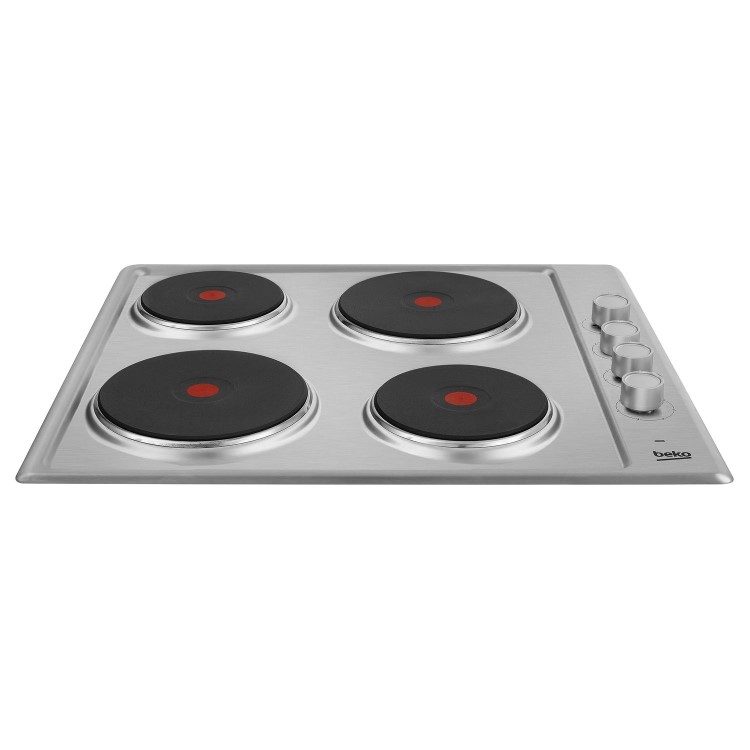 Beko 58cm 4 Zone Solid Plate Hob - Stainless Steel