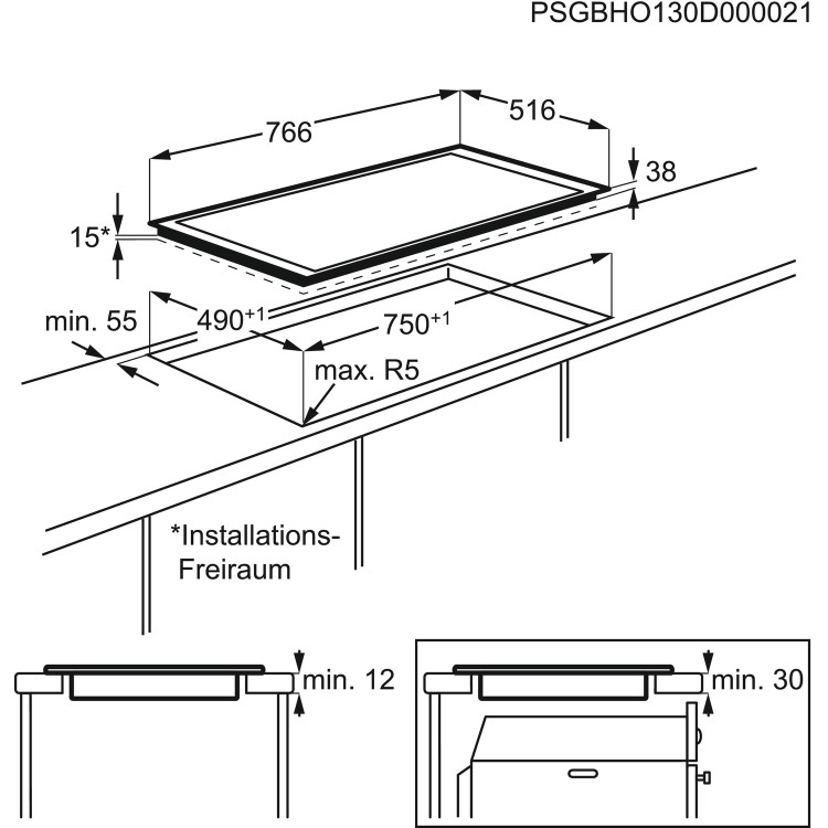 Refurbished AEG HK834060XB 77cm 4 Zone Ceramic Hob with Stainless Steel Frame