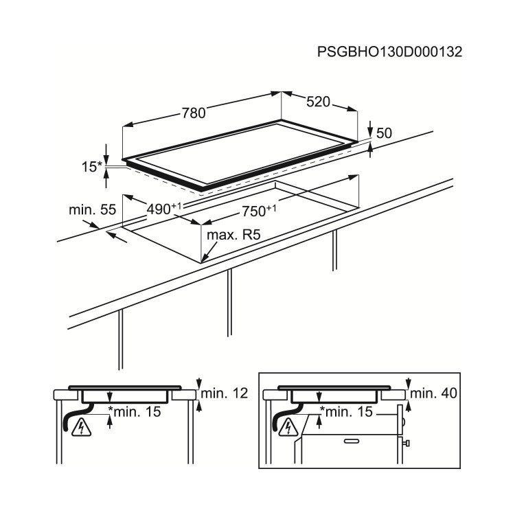 Electrolux EHI8550FOK 78cm Induction Hob With Multi-zone Bridge Function
