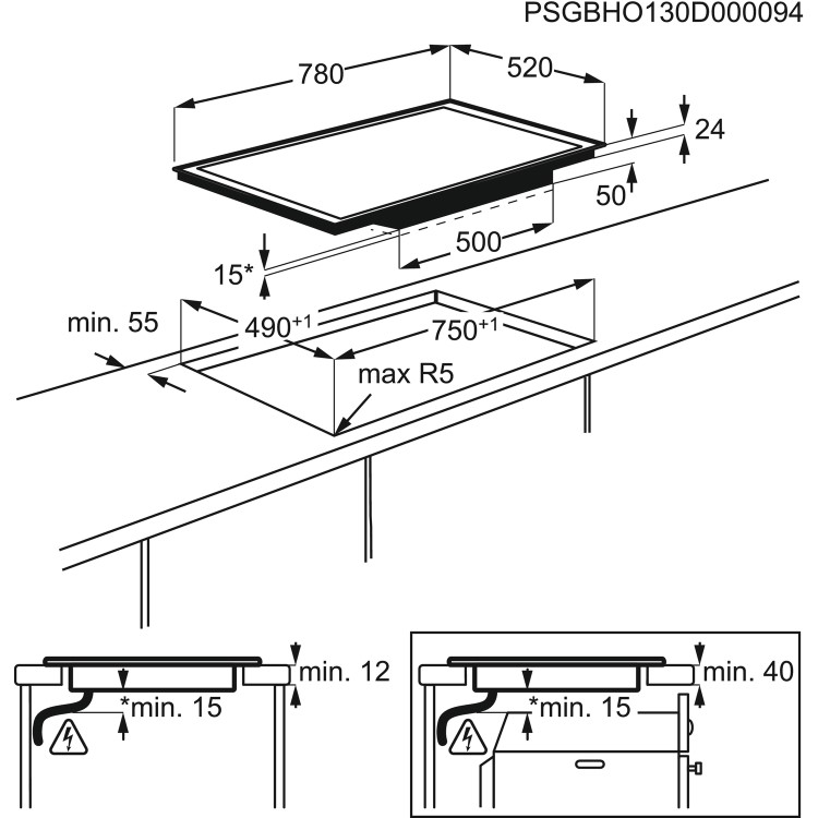 GRADE A2 - AEG HK874400FB 78cm Wide Black Zone-less Induction Hob