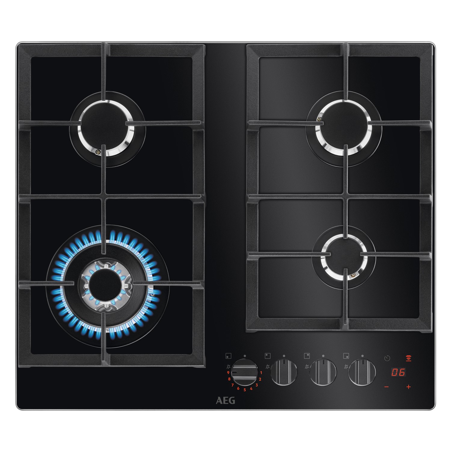 AEG HKB64450NB 59cm 4 Burner Gas-on-Glass Hob - Black