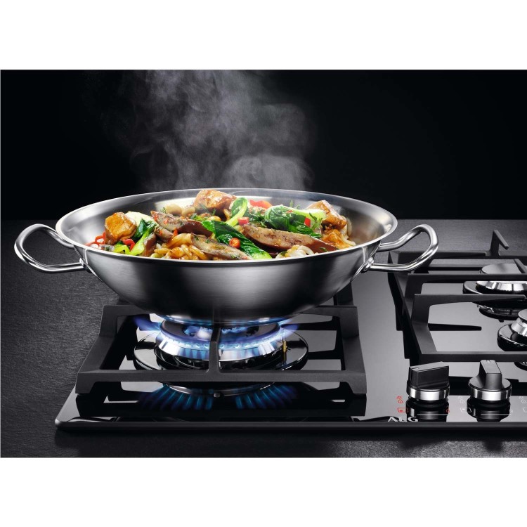 AEG HKB64NB540 60cm Four Burner Gas-on-glass Hob With Work Burner - Black