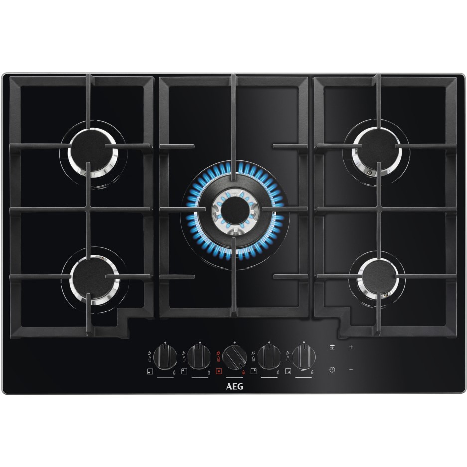AEG HKB75NB540 75cm Five Burner Gasonglass Hob With Work Burner