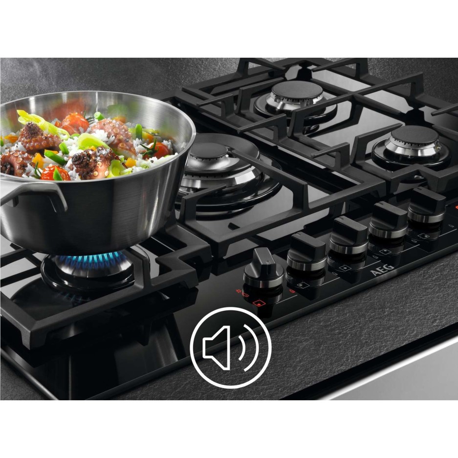 AEG HKB75NB540 75cm Five Burner Gasonglass Hob With Work Burner