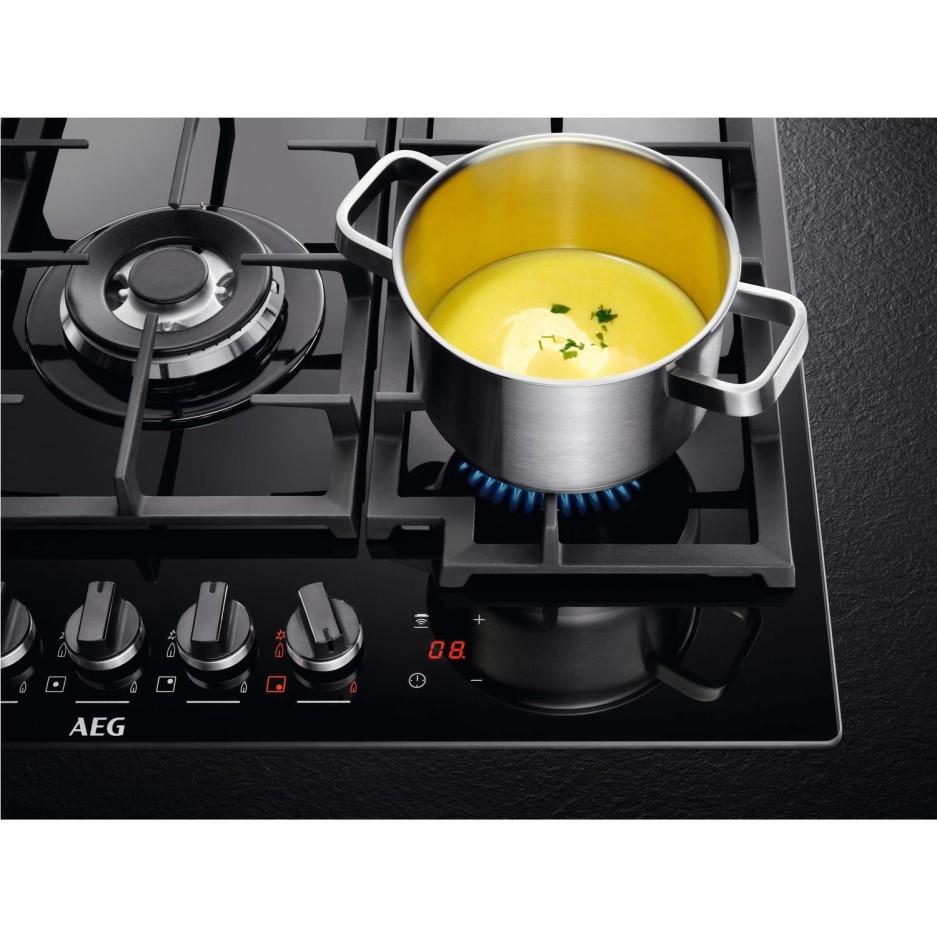 AEG HKB75NB540 75cm Five Burner Gasonglass Hob With Work Burner