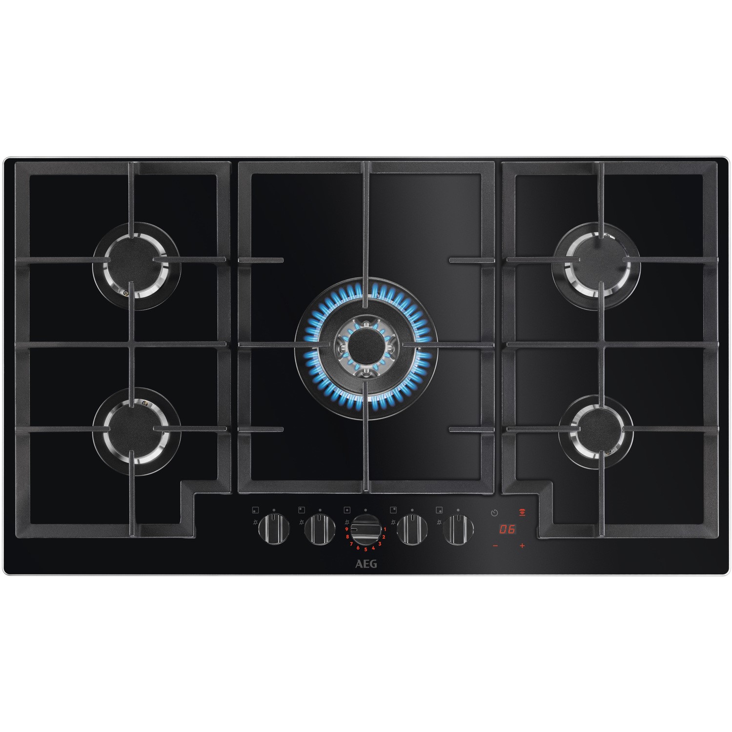 HKB95450NB 90cm 5 Burner Gas on Glass Hob