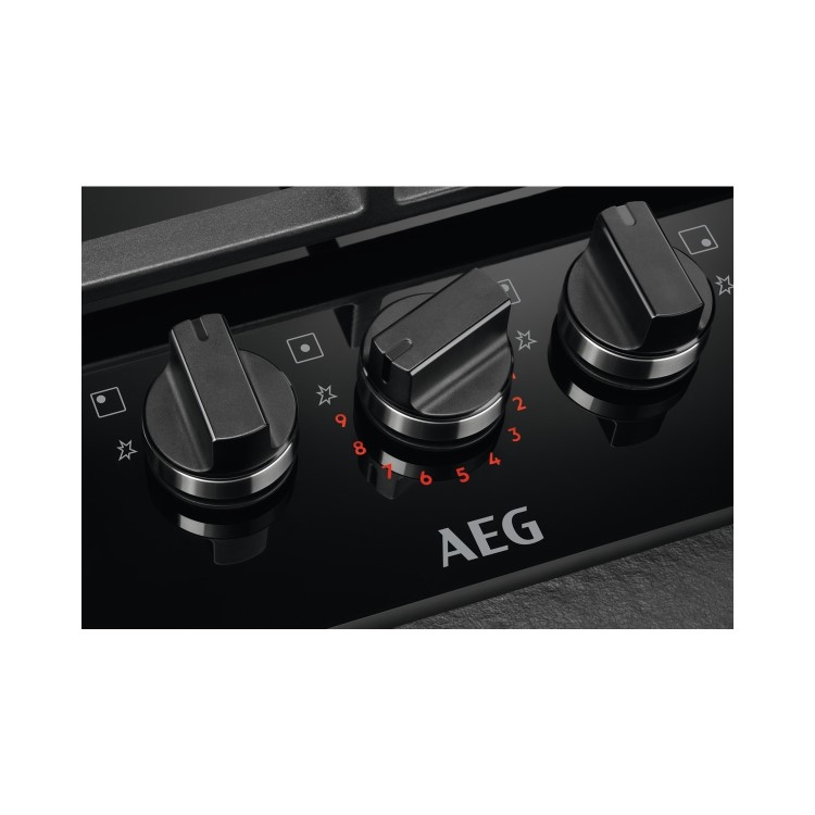 Refurbished AEG 8000 Series HKB75450NB 74cm 5 Burner Gas-on-Glass Hob with Hob2Hood Black
