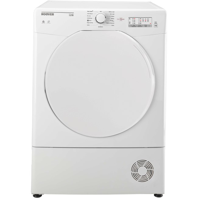 GRADE A1 - Hoover HLC8LF-80 Link With One Touch 8kg Freestanding Sensor Condenser Tumble Dryer - White With Plastic Door