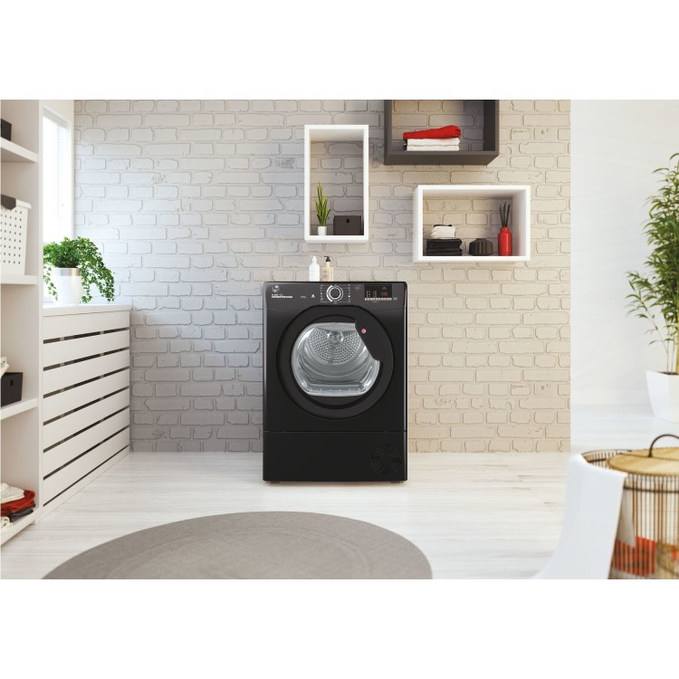 Refurbished Hoover H-Dry 300 HLEC10DBGB-80 Freestanding Condenser 10KG Tumble Dryer Black