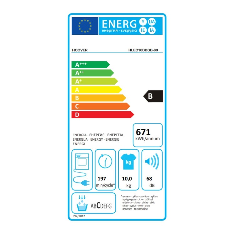 Refurbished Hoover H-Dry 300 HLEC10DBGB-80 Freestanding Condenser 10KG Tumble Dryer Black