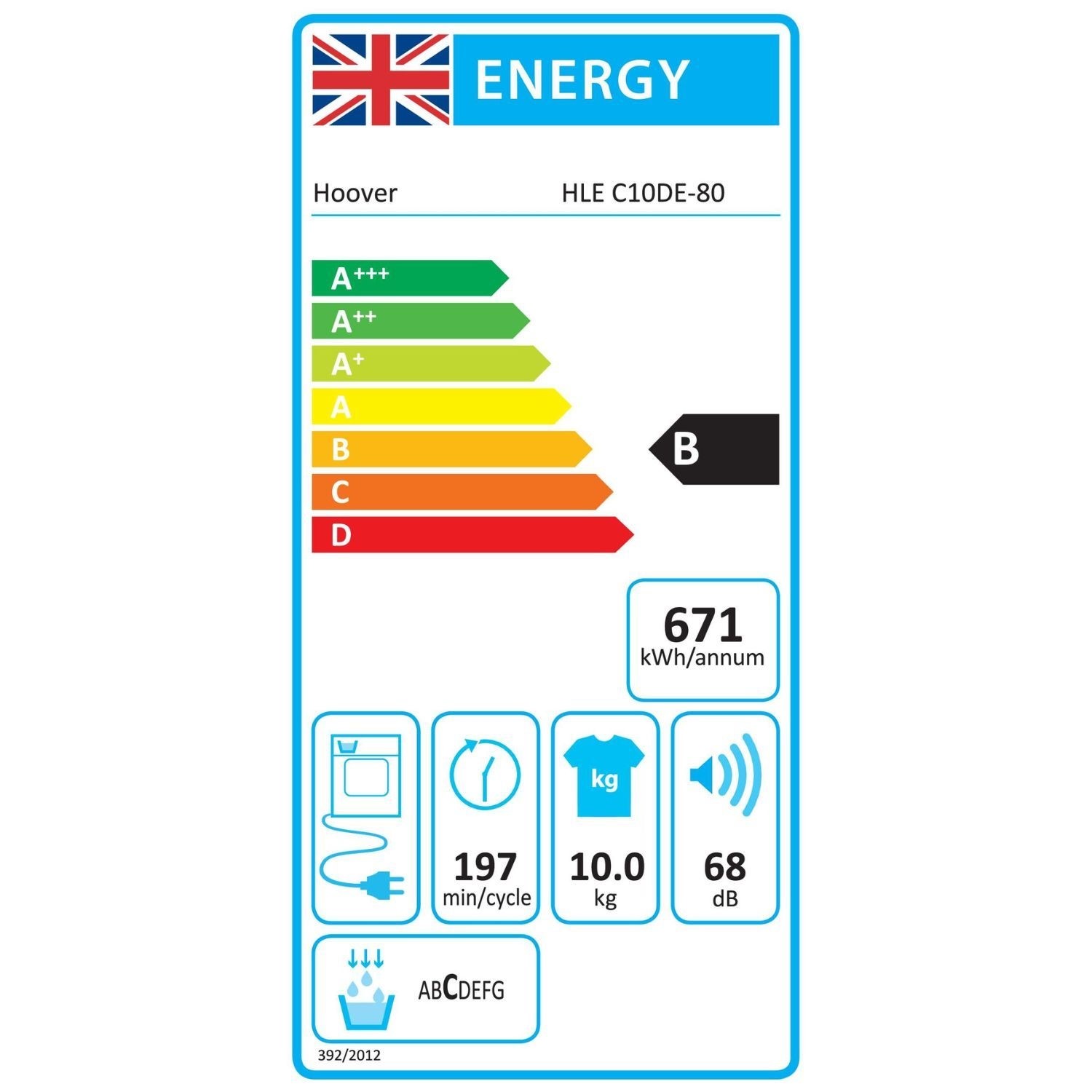 Hoover H Dry 300 Lite 10kg Condenser Tumble Dryer White HLEC10DE 80 hoover-h-dry-300-lite-10kg-condenser-tumble-dryer-white-hlec10de-80