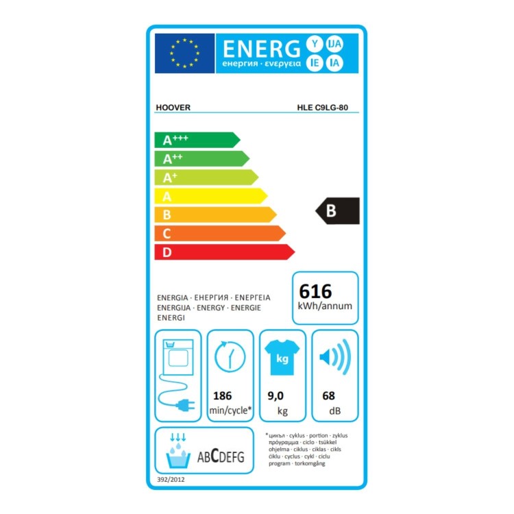 Refurbished Hoover H-Dry 100 HLEC9LG-80 Freestanding Condenser 9KG Tumble Dryer White