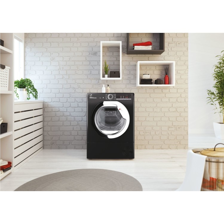 Refurbished Hoover H-Dry 300 HLEH9A2TCEB-80 Freestanding Heat Pump 9KG Tumble Dryer Black
