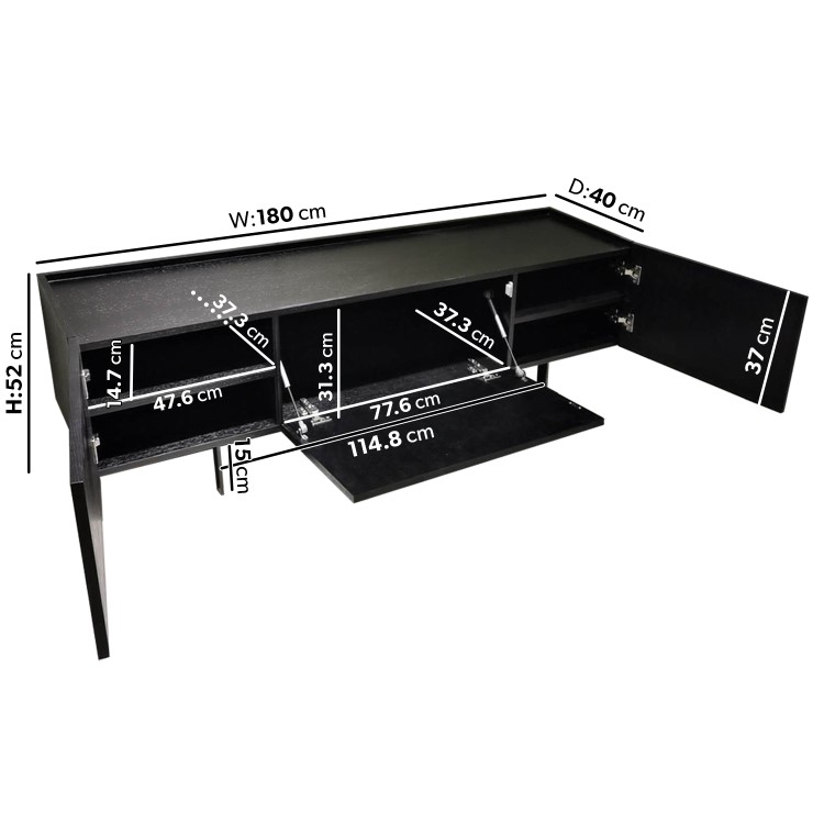 Large Black Oak TV Stand with Storage - TV's up to 70" - Helmer