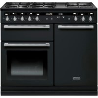 Rangemaster 104860 Hi Lite 100cm Dual Fuel Range Cooker Gloss Black And Chrome