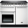 Rangemaster 104740 Hi Lite 100cm Electric Range Cooker With Induction Hob White And Chrome