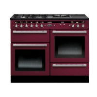 Rangemaster 102620 Hi Lite 110cm Wide Dual Fuel Range Cooker Cranberry And Chrome