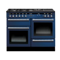 Rangemaster 102630 Hi Lite 110cm Wide Dual Fuel Range Cooker Monaco Blue And Chrome