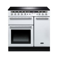 Rangemaster 104460 Hi Lite 90cm Electric Range Cooker With Induction Hob White Chrome