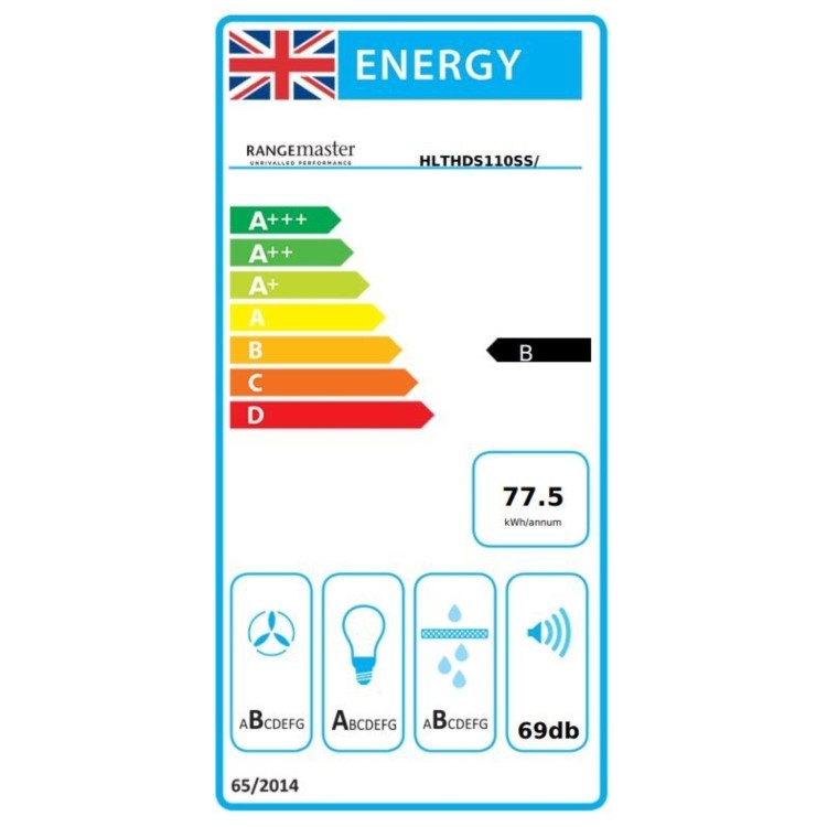 Rangemaster Hi-Lite Flat 110cm Chimney Cooker Hood Stainless Steel