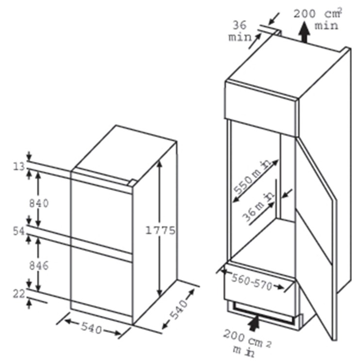 GRADE A2 - Light cosmetic damage - Hotpoint HM325FF1 Frost Free 50-50 Integrated Fridge Freezer
