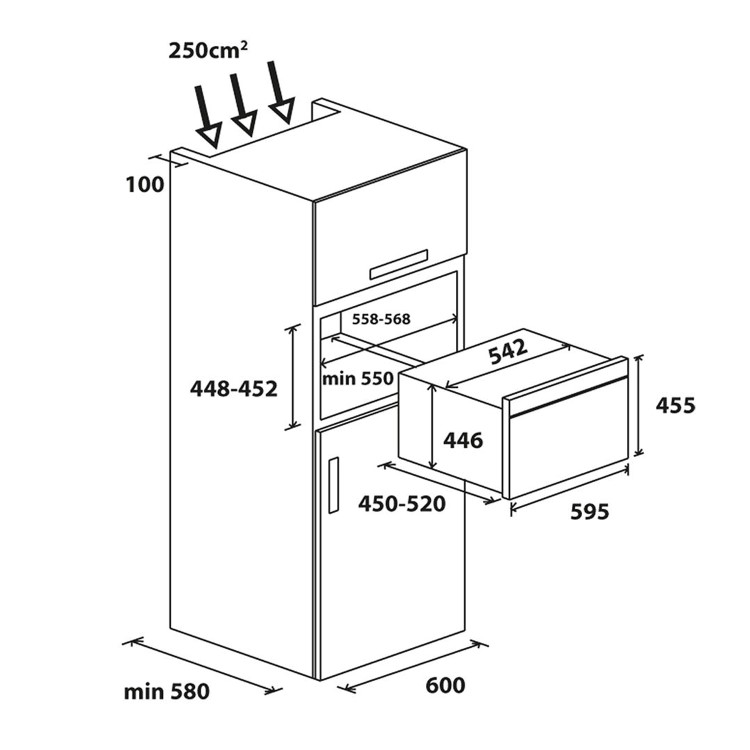 Hoover 44L Built-in Compact Combination Microwave Oven - Stainless Steel