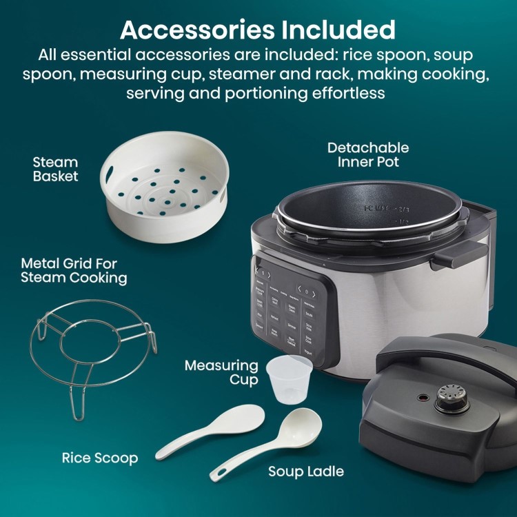 Hisense HMC6SBUK 6L Multicooker - Stainless Steel & Black